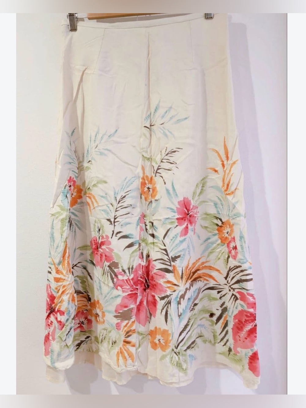 Talbots Petites Silk Linen Tropical Floral A Line Midi Skirt Size 2 petite